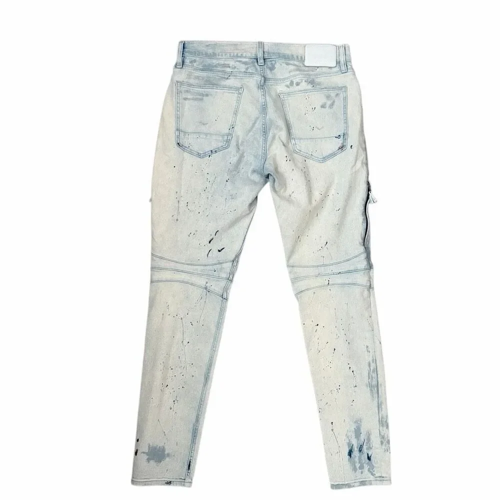 Hudson Jeans Men's 32x32 Zack Moto Skinny Fit Jeans Paint Splatter